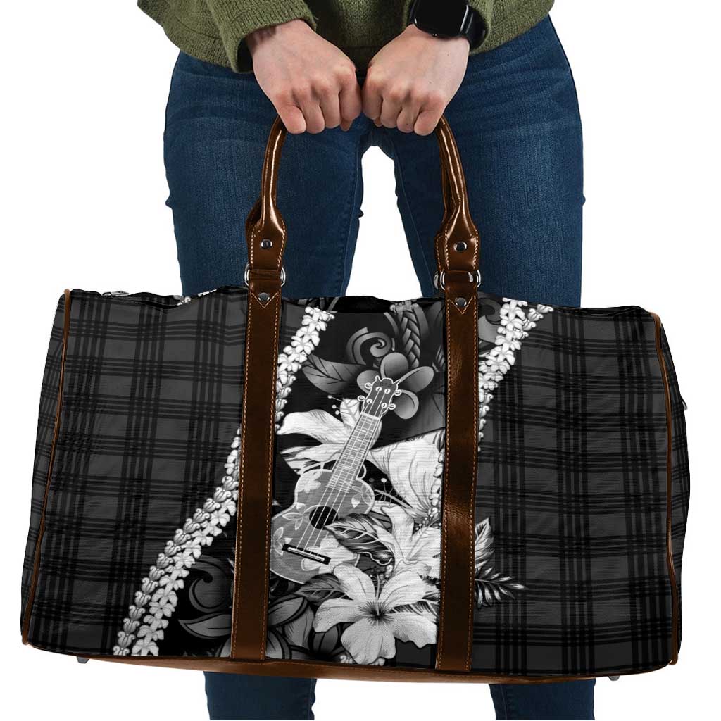 Hawaii Ukulele Travel Bag Tropical Flowers With Palaka Effect Black Version - Polynesian Pride