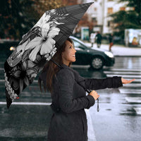 Hawaii Ukulele Umbrella Tropical Flowers With Palaka Effect Black Version LT05 - Polynesian Pride
