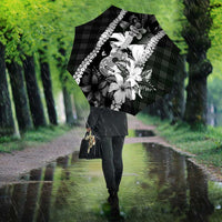 Hawaii Ukulele Umbrella Tropical Flowers With Palaka Effect Black Version LT05 - Polynesian Pride