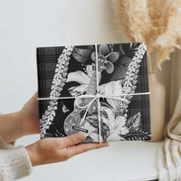 Hawaii Ukulele Wrapping Paper Tropical Flowers With Palaka Effect Black Version LT05 - Polynesian Pride