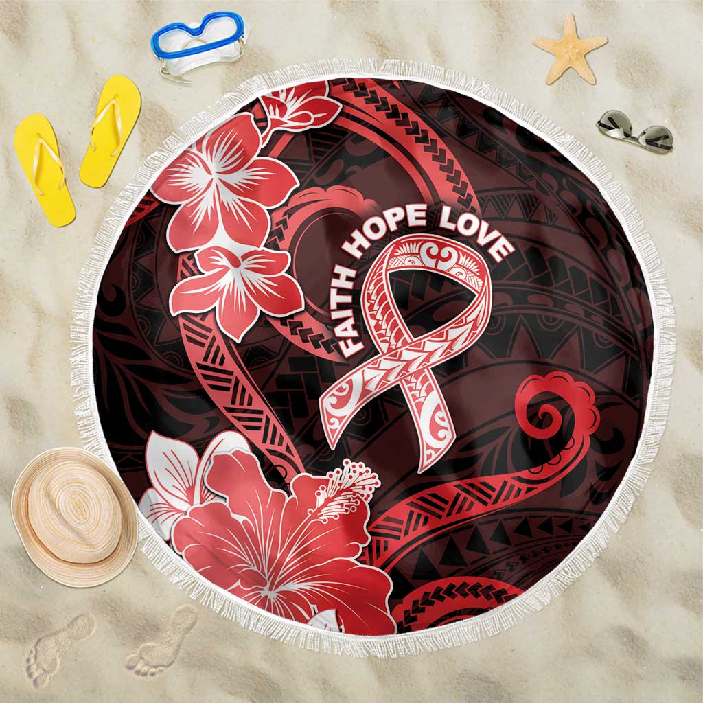 Heart Health Awareness Beach Blanket Warrior Wears Red Polynesian Style LT05 One Size 150cm Red - Polynesian Pride