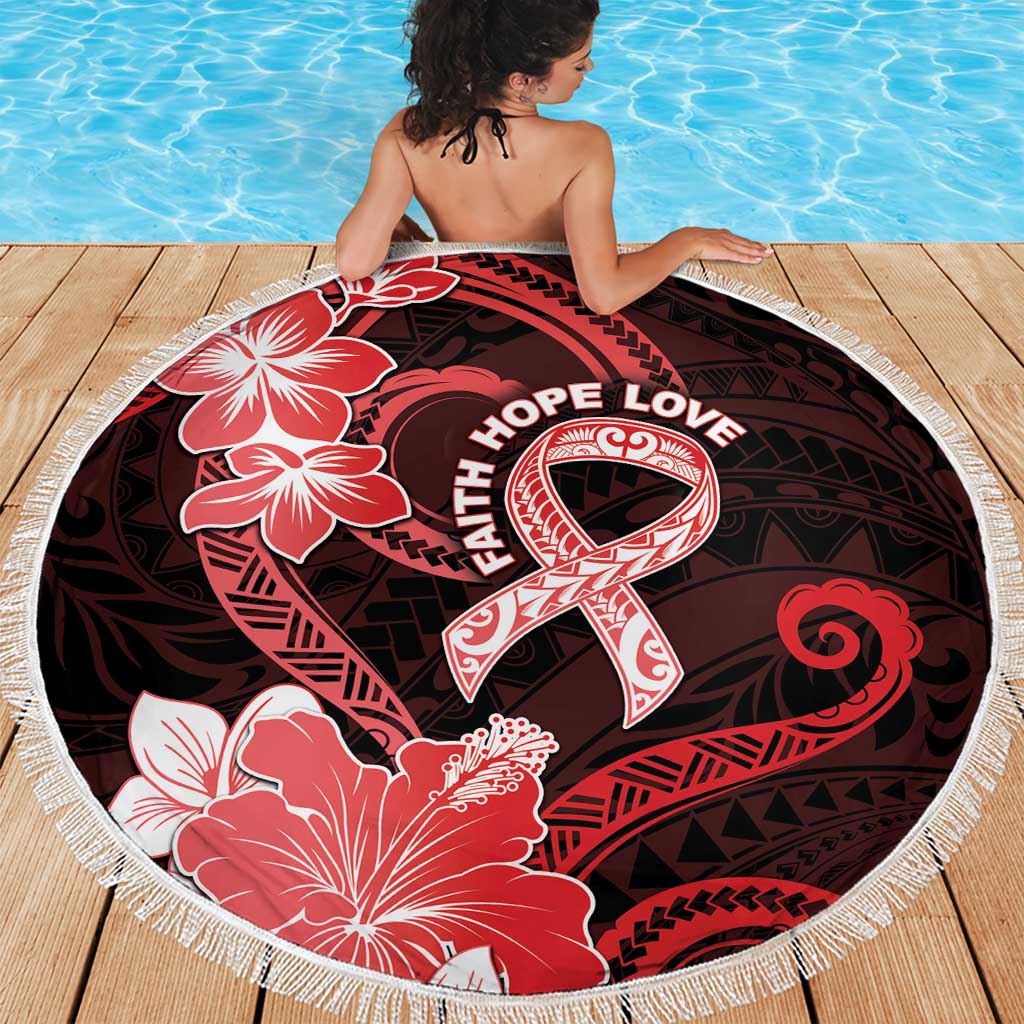 Heart Health Awareness Beach Blanket Warrior Wears Red Polynesian Style LT05 - Polynesian Pride