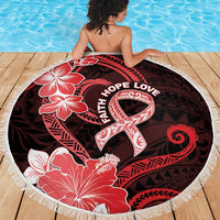 Heart Health Awareness Beach Blanket Warrior Wears Red Polynesian Style LT05 - Polynesian Pride