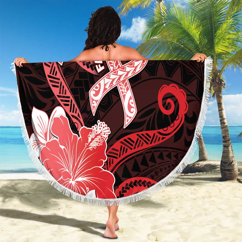 Heart Health Awareness Beach Blanket Warrior Wears Red Polynesian Style LT05 - Polynesian Pride