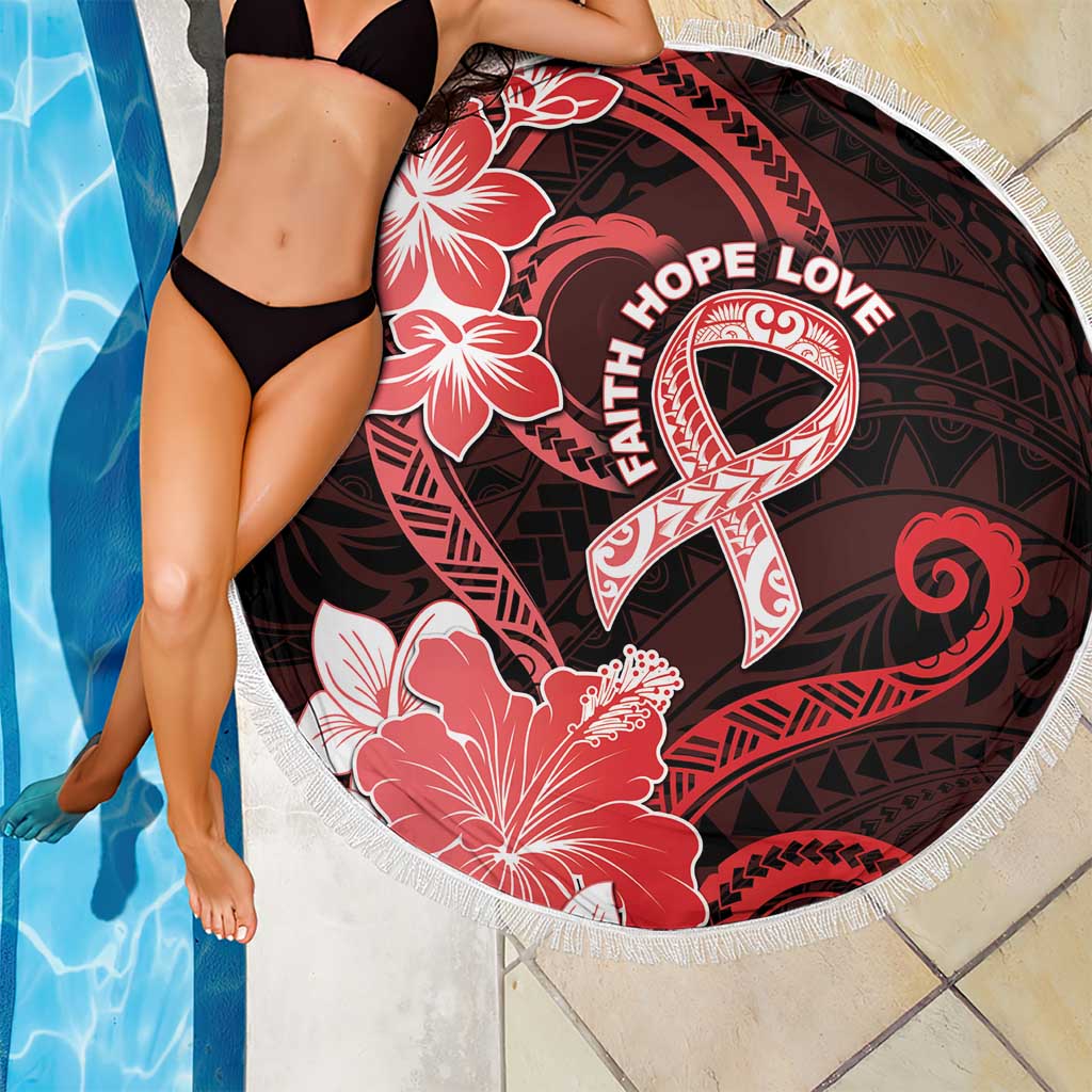 Heart Health Awareness Beach Blanket Warrior Wears Red Polynesian Style LT05 - Polynesian Pride