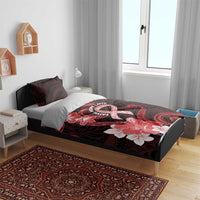 Heart Health Awareness Bedding Set Warrior Wears Red Polynesian Style