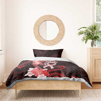 Heart Health Awareness Bedding Set Warrior Wears Red Polynesian Style