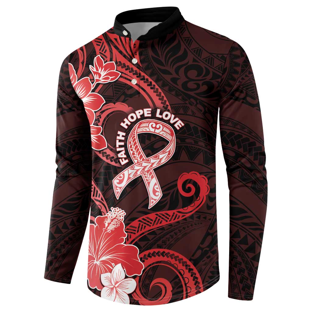 Heart Health Awareness Button Sweatshirt Warrior Wears Red Polynesian Style LT05 - Polynesian Pride