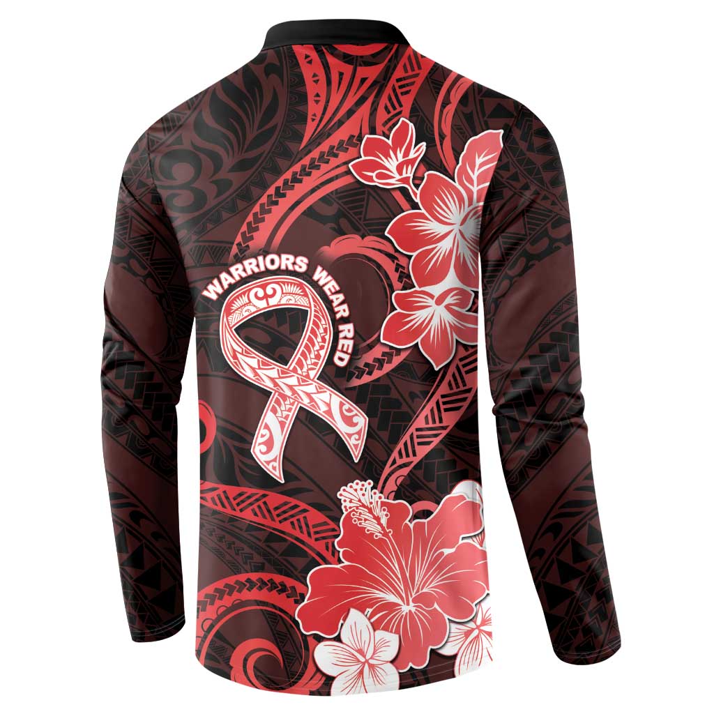 Heart Health Awareness Button Sweatshirt Warrior Wears Red Polynesian Style LT05 - Polynesian Pride