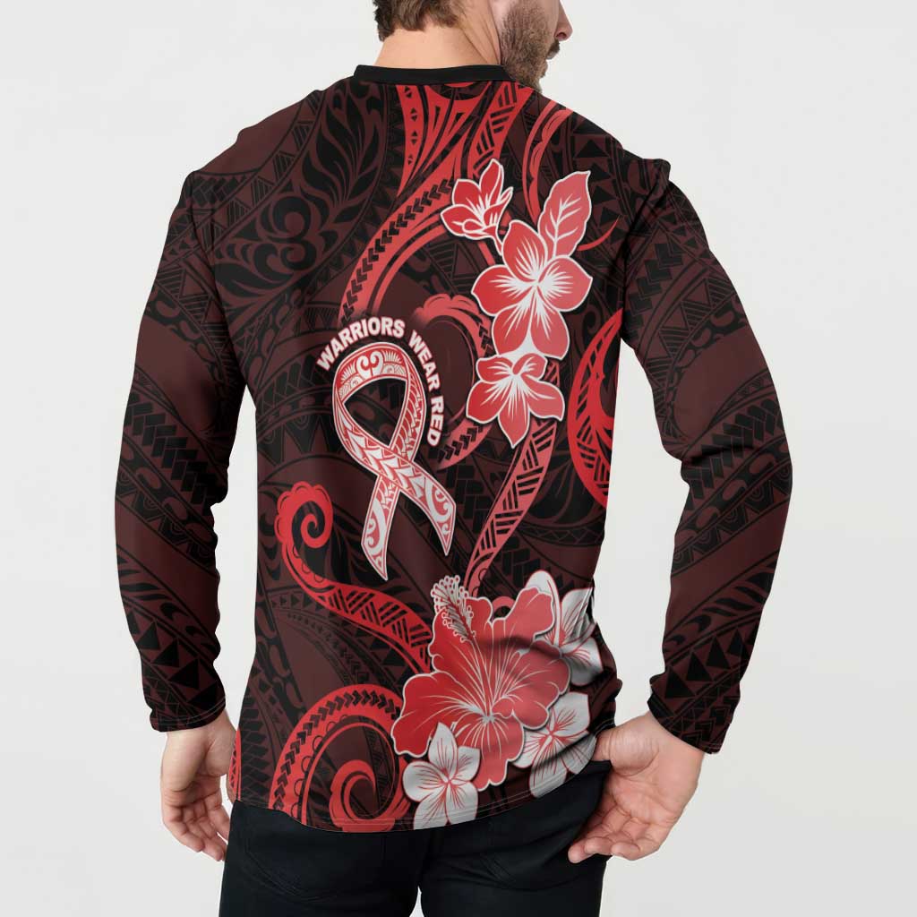 Heart Health Awareness Button Sweatshirt Warrior Wears Red Polynesian Style LT05 - Polynesian Pride