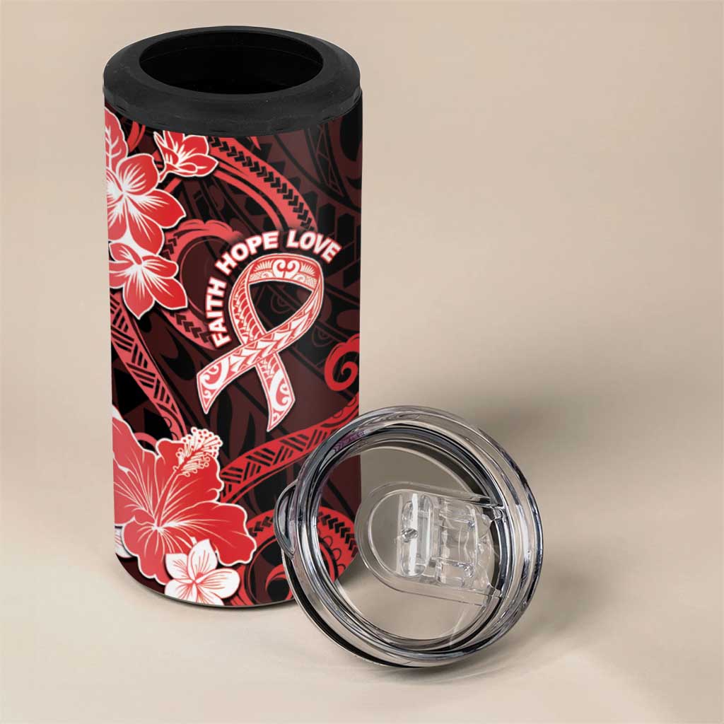 Heart Health Awareness 4 in 1 Can Cooler Tumbler Warrior Wears Red Polynesian Style LT05 - Polynesian Pride