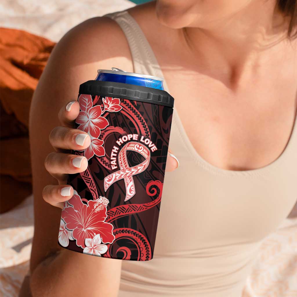 Heart Health Awareness 4 in 1 Can Cooler Tumbler Warrior Wears Red Polynesian Style LT05 - Polynesian Pride