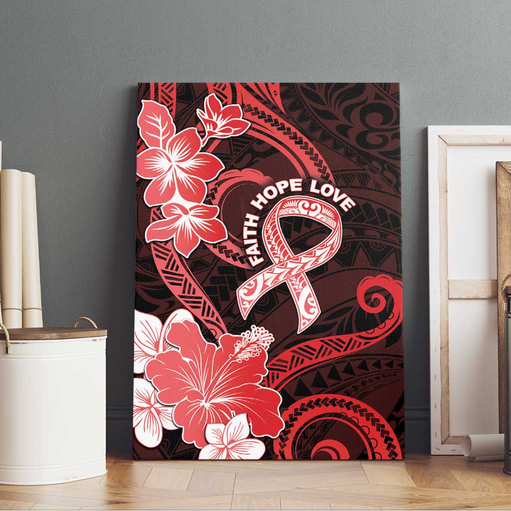 Heart Health Awareness Canvas Wall Art Warrior Wears Red Polynesian Style LT05 - Polynesian Pride