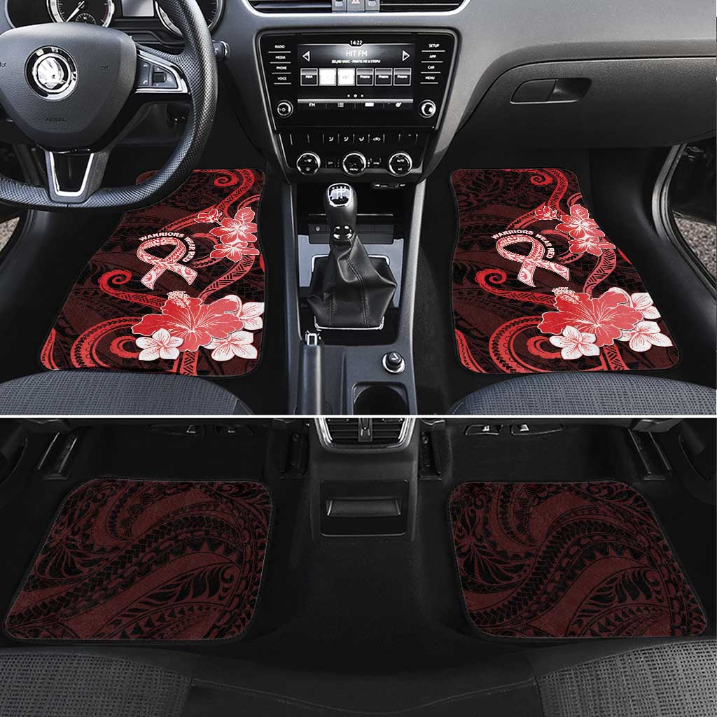 Heart Health Awareness Car Mats Warrior Wears Red Polynesian Style LT05 Set 4pcs Red - Polynesian Pride