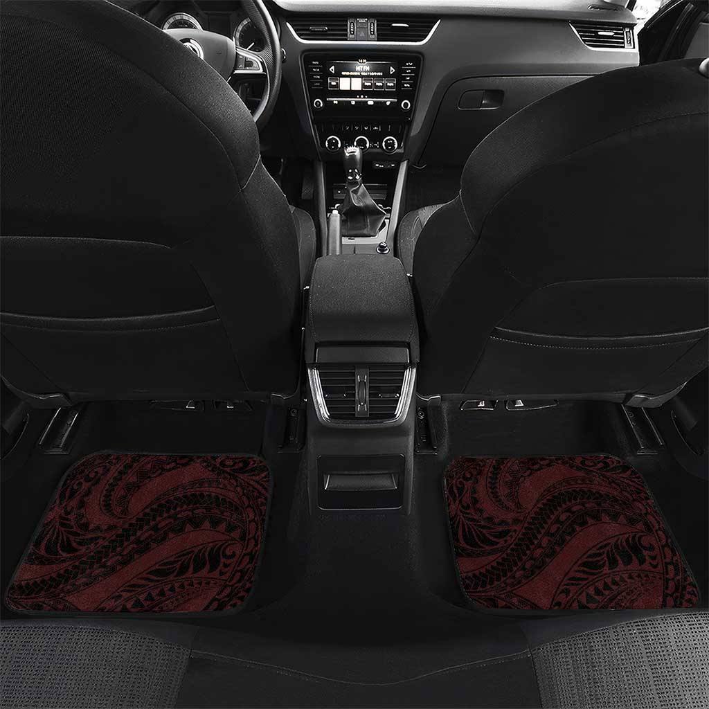 Heart Health Awareness Car Mats Warrior Wears Red Polynesian Style LT05 Set 2pcs - Back Red - Polynesian Pride