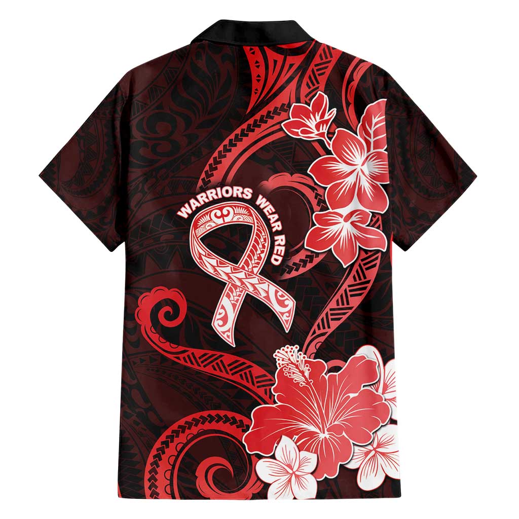 Heart Health Awareness Family Matching Short Sleeve Bodycon Dress and Hawaiian Shirt Warrior Wears Red Polynesian Style