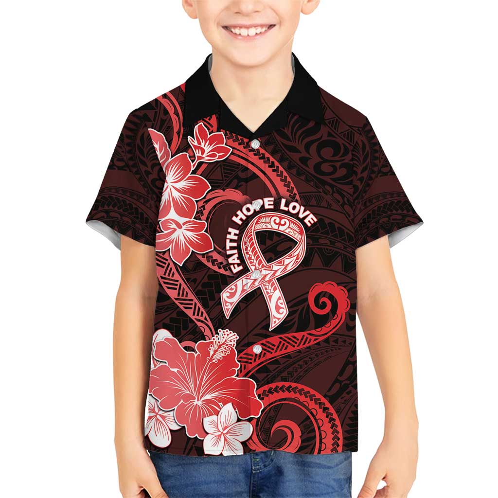 Heart Health Awareness Family Matching Tank Maxi Dress and Hawaiian Shirt Warrior Wears Red Polynesian Style