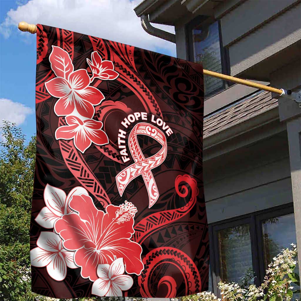 Heart Health Awareness Garden Flag Warrior Wears Red Polynesian Style LT05 - Polynesian Pride