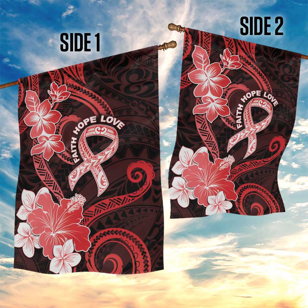 Heart Health Awareness Garden Flag Warrior Wears Red Polynesian Style LT05 - Polynesian Pride