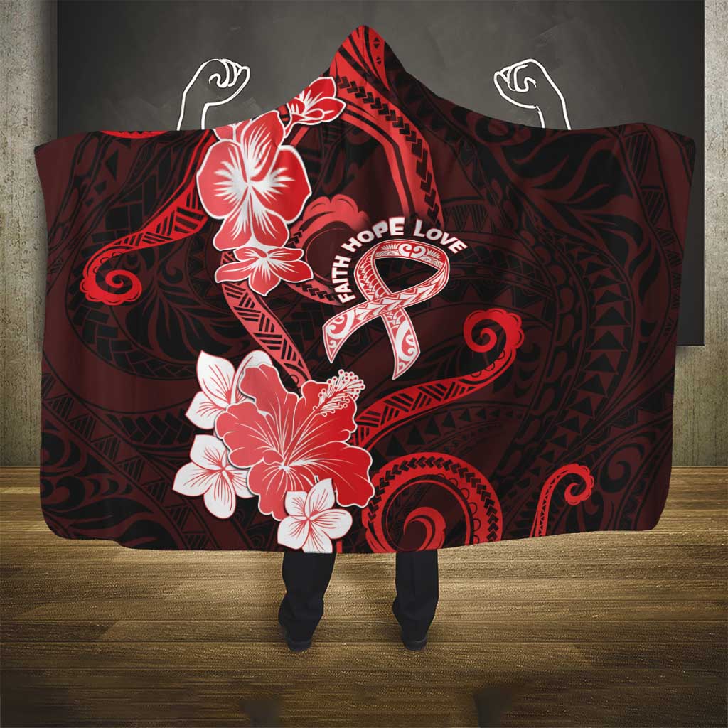 Heart Health Awareness Hooded Blanket Warrior Wears Red Polynesian Style LT05 - Polynesian Pride