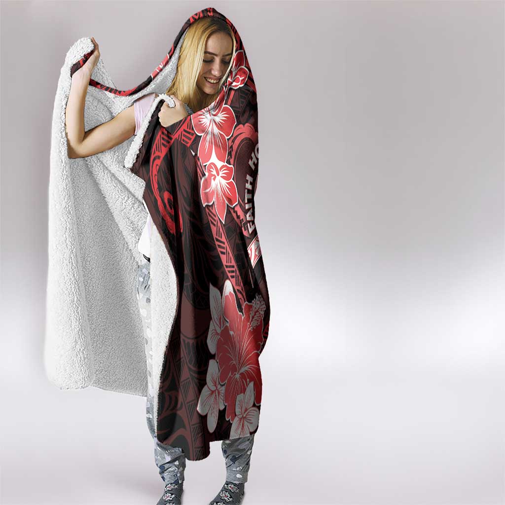 Heart Health Awareness Hooded Blanket Warrior Wears Red Polynesian Style LT05 - Polynesian Pride