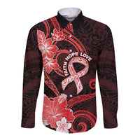 Heart Health Awareness Long Sleeve Button Shirt Warrior Wears Red Polynesian Style LT05 Unisex Red - Polynesian Pride