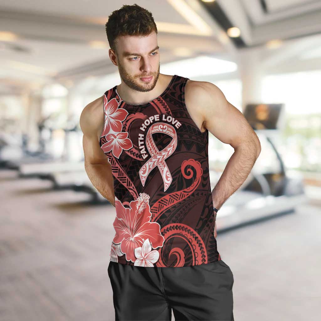 Heart Health Awareness Men Tank Top Warrior Wears Red Polynesian Style LT05 Red - Polynesian Pride