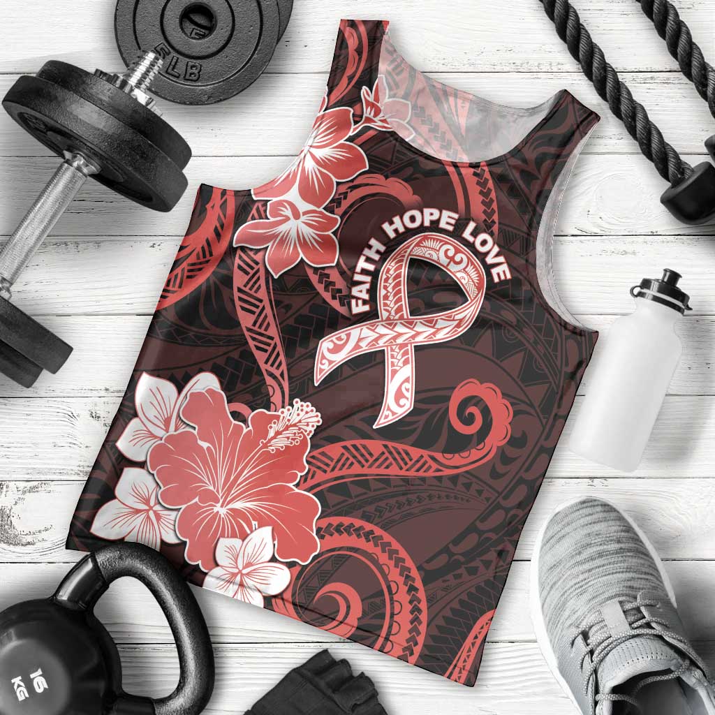 Heart Health Awareness Men Tank Top Warrior Wears Red Polynesian Style LT05 - Polynesian Pride