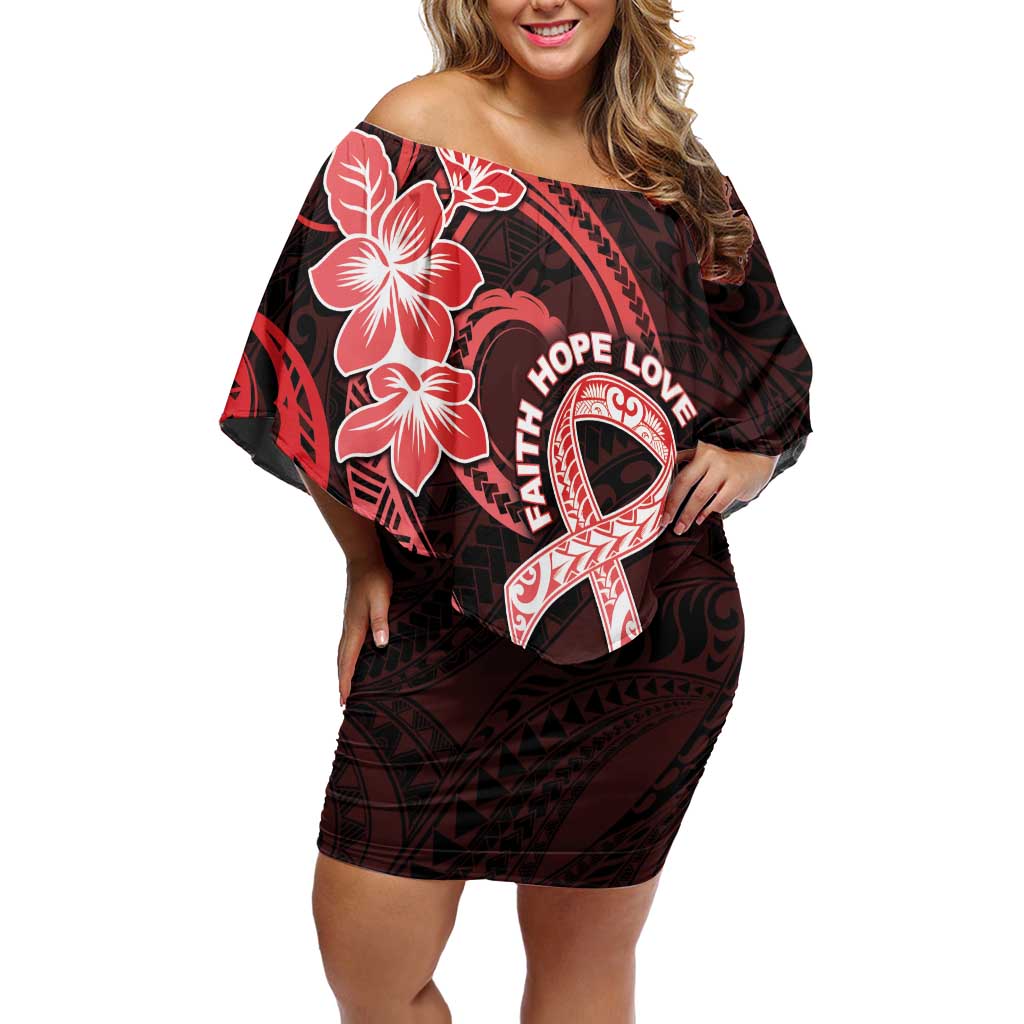 Heart Health Awareness Off Shoulder Short Dress Warrior Wears Red Polynesian Style LT05 Women Red - Polynesian Pride