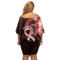 Heart Health Awareness Off Shoulder Short Dress Warrior Wears Red Polynesian Style LT05 - Polynesian Pride