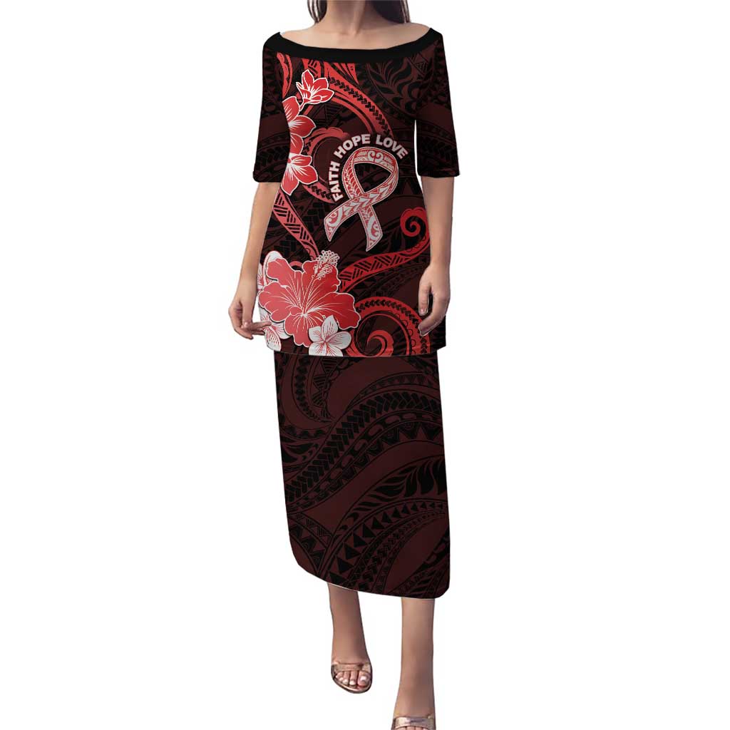 Heart Health Awareness Puletasi Warrior Wears Red Polynesian Style LT05 Long Dress Red - Polynesian Pride
