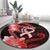 Heart Health Awareness Round Carpet Warrior Wears Red Polynesian Style