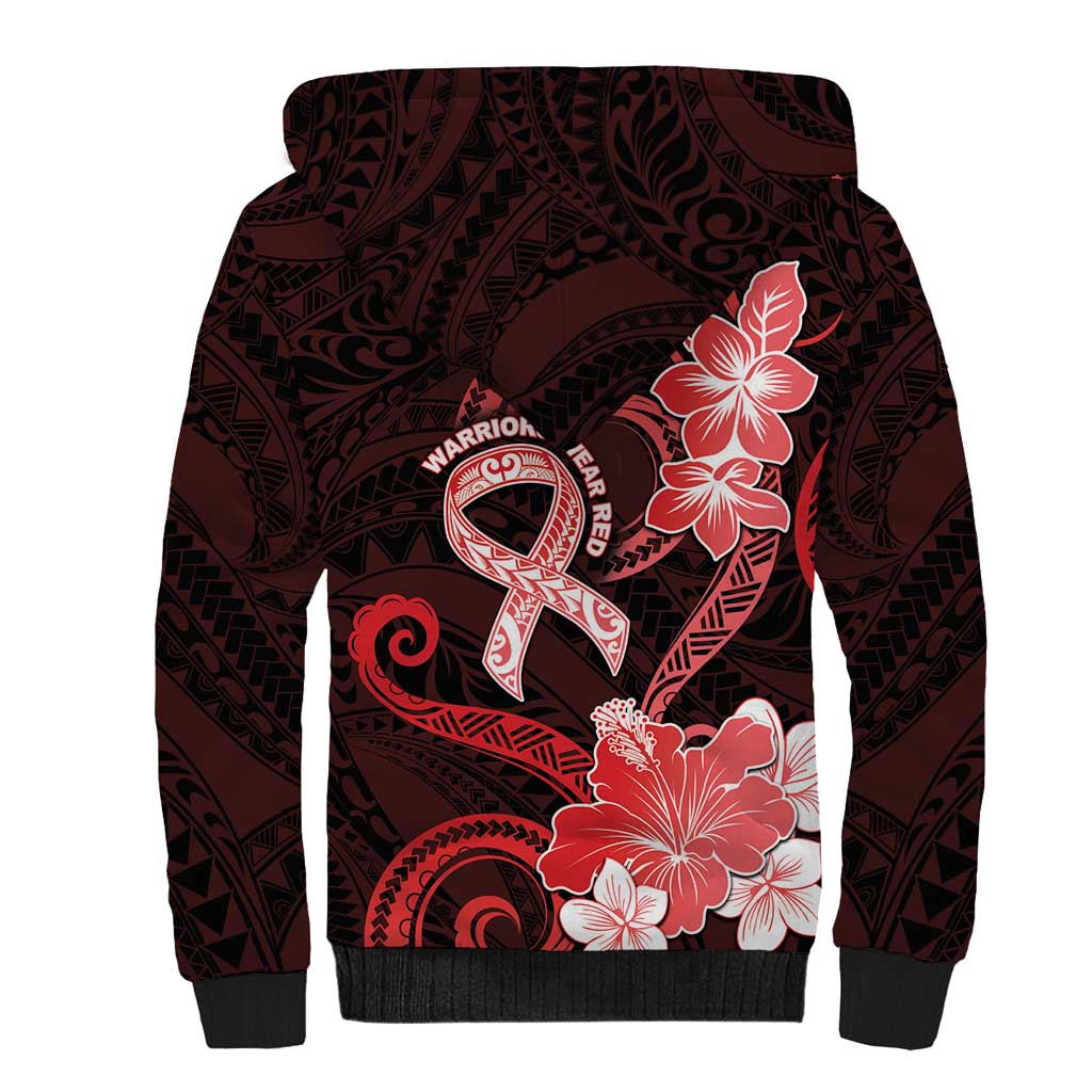 Heart Health Awareness Sherpa Hoodie Warrior Wears Red Polynesian Style LT05 - Polynesian Pride
