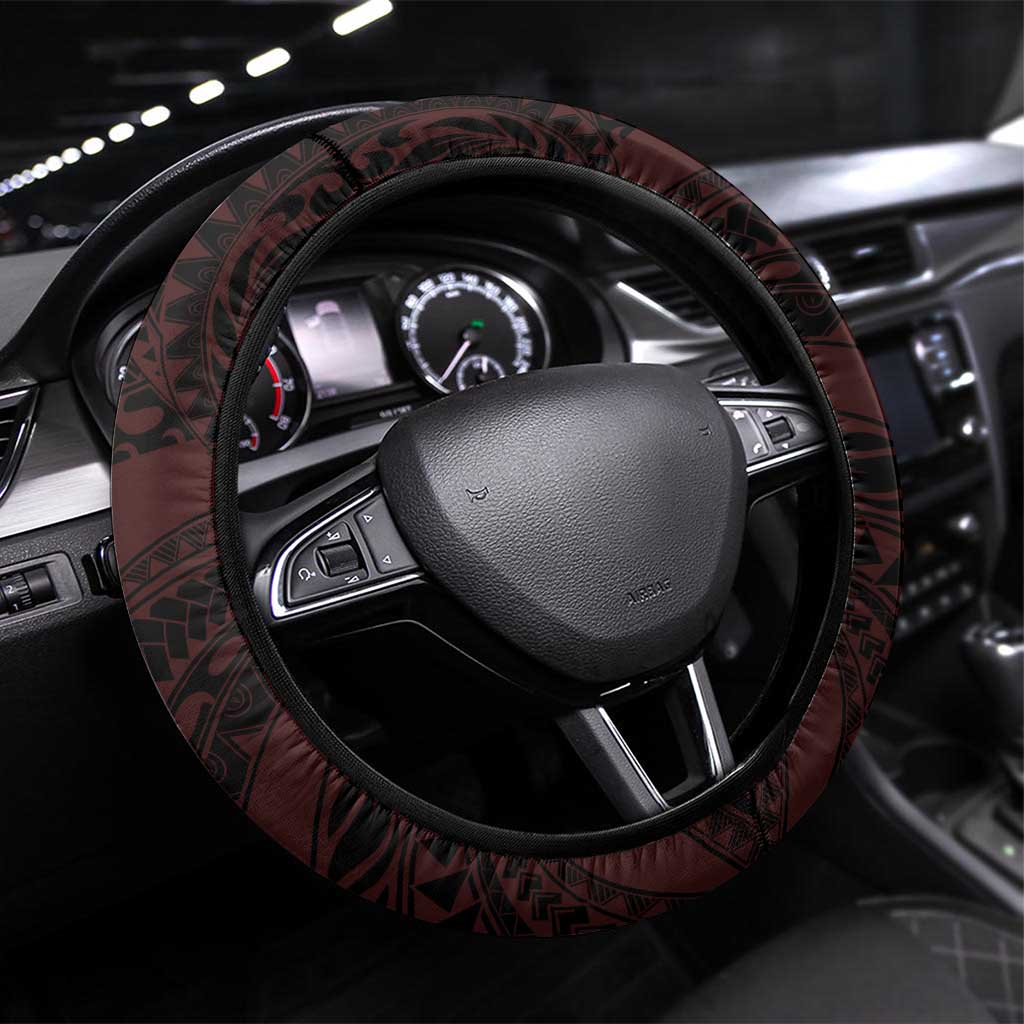 Heart Health Awareness Steering Wheel Cover Warrior Wears Red Polynesian Style LT05 Universal Fit Red - Polynesian Pride