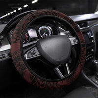 Heart Health Awareness Steering Wheel Cover Warrior Wears Red Polynesian Style