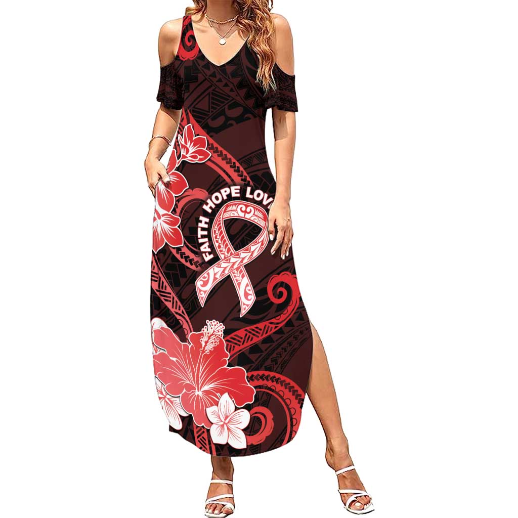 Heart Health Awareness Summer Maxi Dress Warrior Wears Red Polynesian Style LT05 Women Red - Polynesian Pride