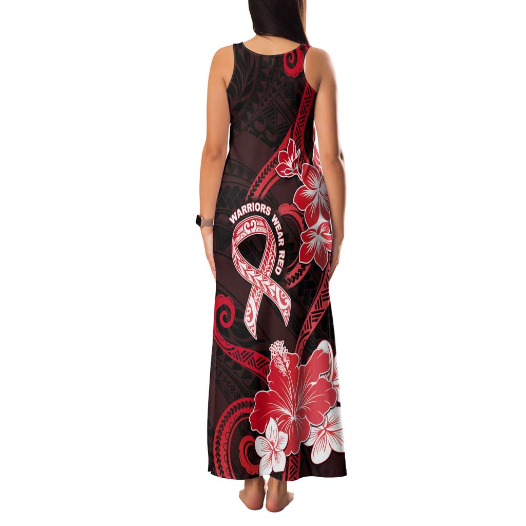 Heart Health Awareness Tank Maxi Dress Warrior Wears Red Polynesian Style LT05 - Polynesian Pride