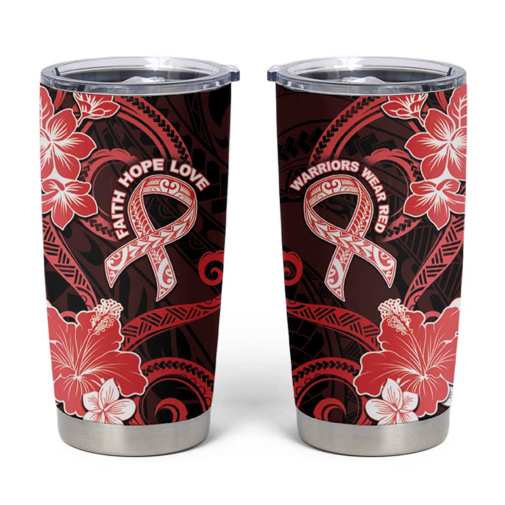 Heart Health Awareness Tumbler Cup Warrior Wears Red Polynesian Style LT05 Red - Polynesian Pride