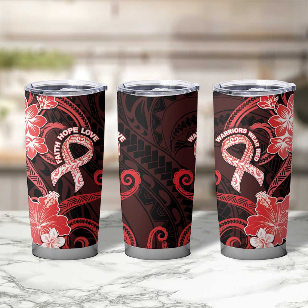 Heart Health Awareness Tumbler Cup Warrior Wears Red Polynesian Style LT05 - Polynesian Pride