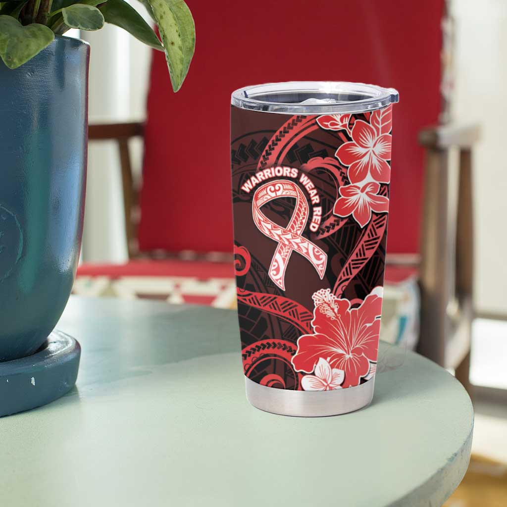 Heart Health Awareness Tumbler Cup Warrior Wears Red Polynesian Style LT05 - Polynesian Pride