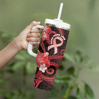 Heart Health Awareness Tumbler With Handle Warrior Wears Red Polynesian Style LT05 - Polynesian Pride