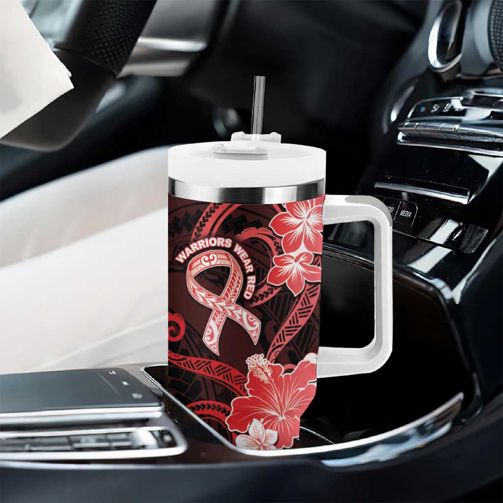 Heart Health Awareness Tumbler With Handle Warrior Wears Red Polynesian Style LT05 - Polynesian Pride
