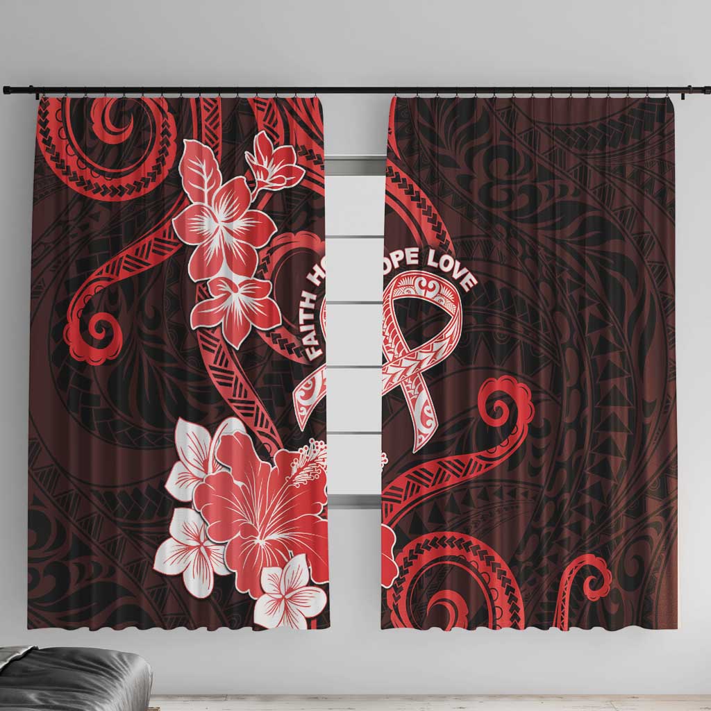 Heart Health Awareness Window Curtain Warrior Wears Red Polynesian Style LT05 With Hooks Red - Polynesian Pride