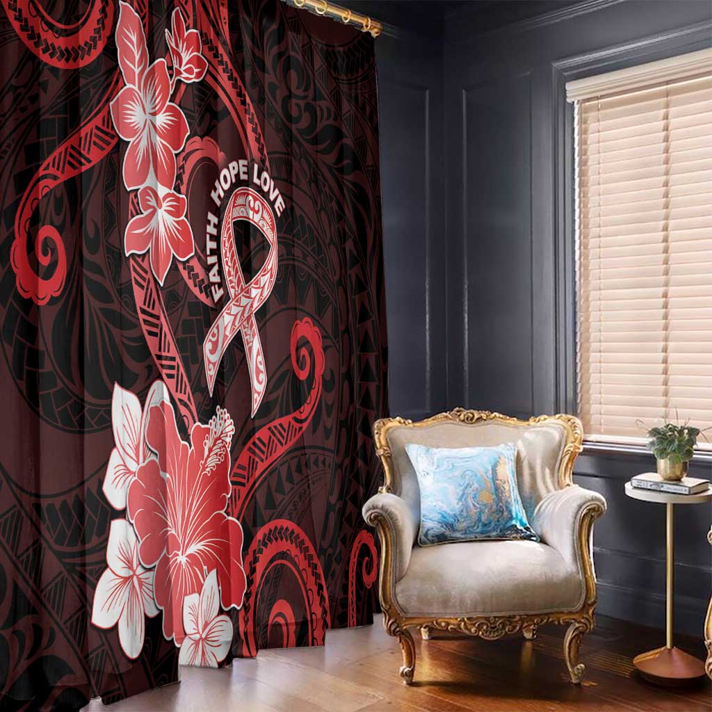 Heart Health Awareness Window Curtain Warrior Wears Red Polynesian Style LT05 - Polynesian Pride