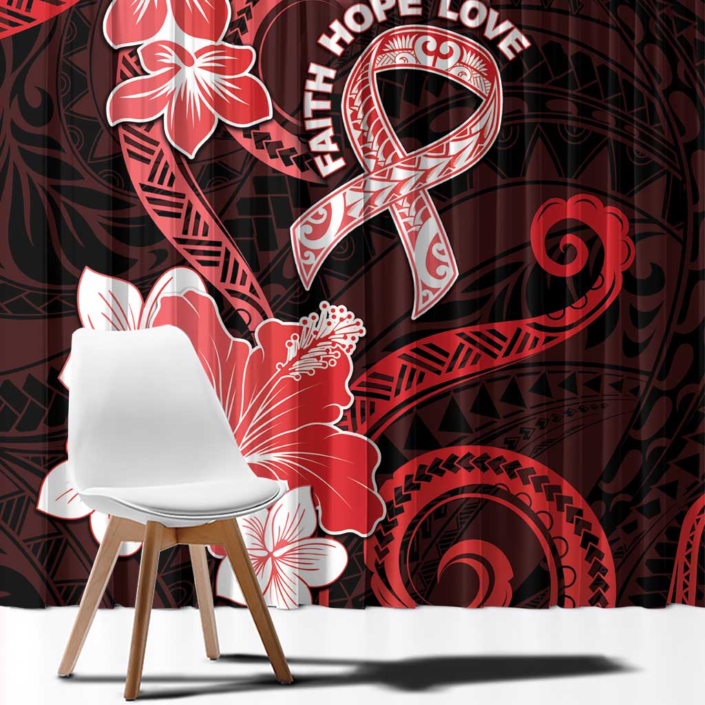 Heart Health Awareness Window Curtain Warrior Wears Red Polynesian Style LT05 - Polynesian Pride