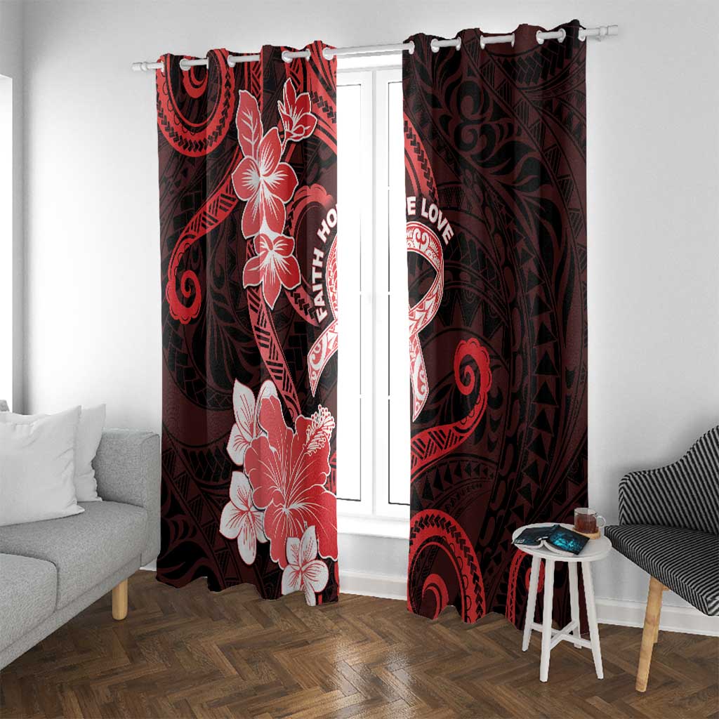 Heart Health Awareness Window Curtain Warrior Wears Red Polynesian Style LT05 With Grommets Red - Polynesian Pride