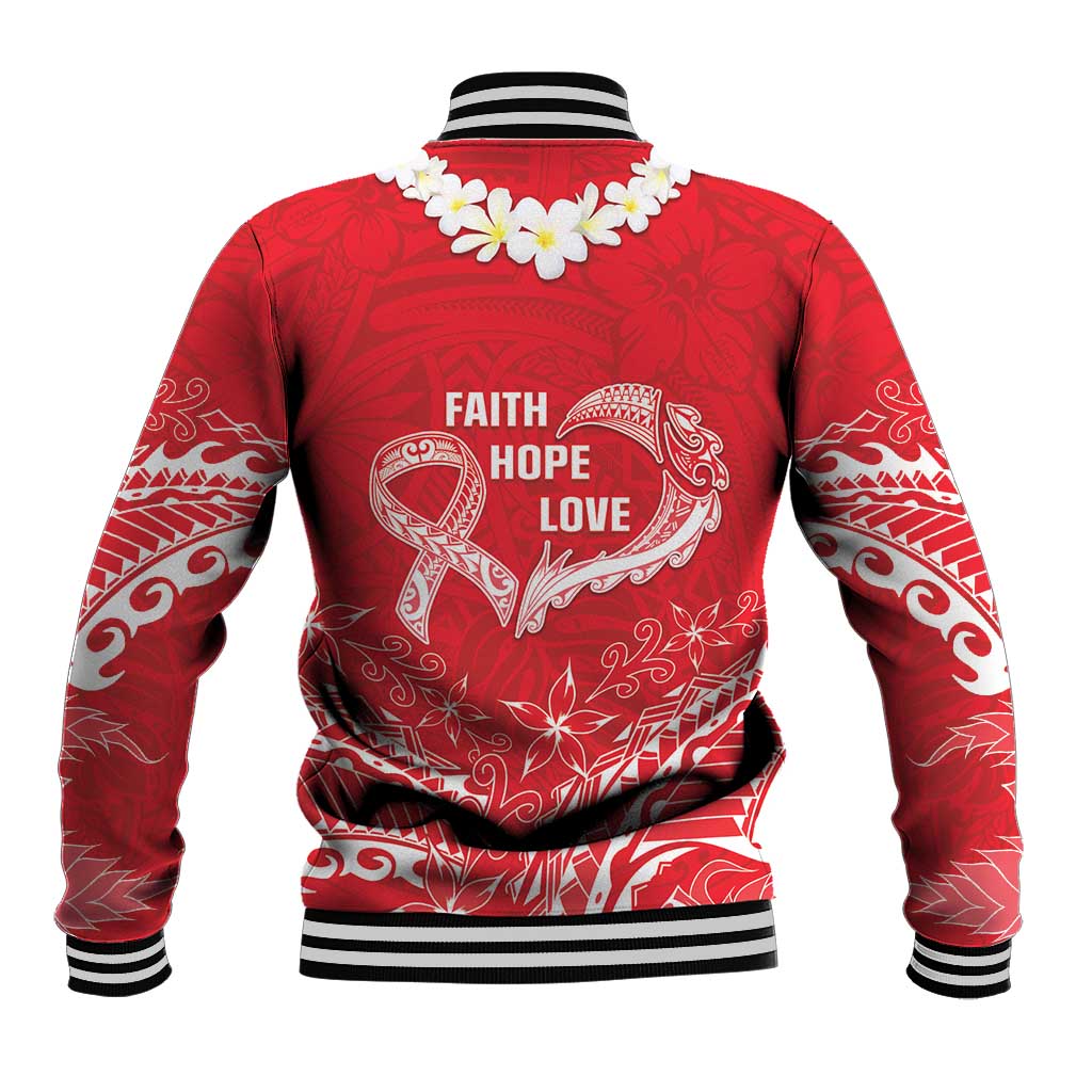 Heart Health Awareness Baseball Jacket Polynesian Red Ribbon LT05 - Polynesian Pride