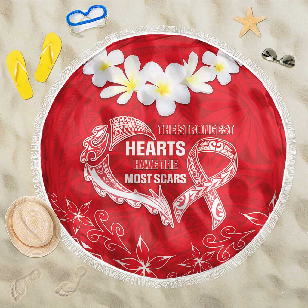 Heart Health Awareness Beach Blanket Polynesian Red Ribbon LT05 One Size 150cm Red - Polynesian Pride