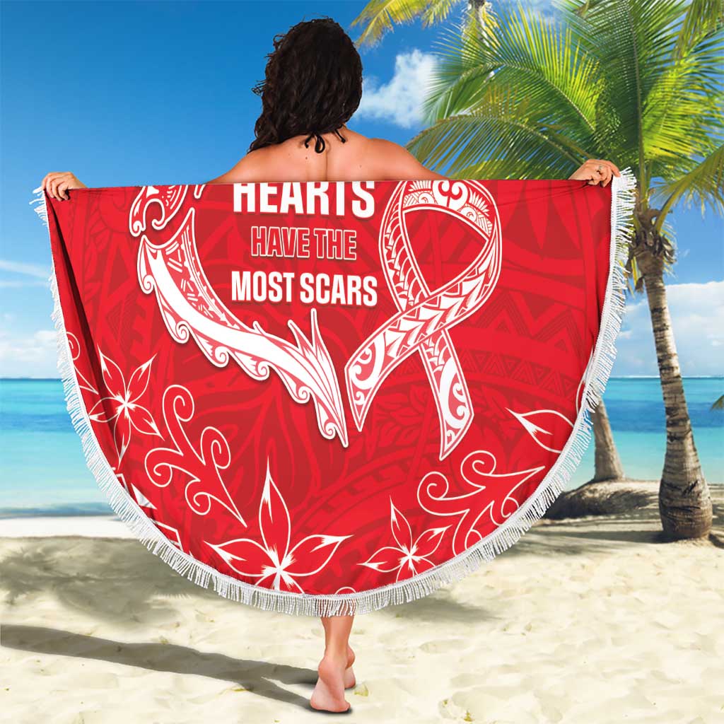 Heart Health Awareness Beach Blanket Polynesian Red Ribbon LT05 - Polynesian Pride
