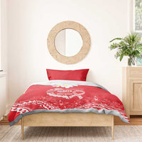 Heart Health Awareness Bedding Set Polynesian Red Ribbon